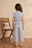 Blue Striped Lace Detail Co-Ord Set