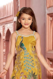 Royal Peacock Mustard Embroidered Palazzo Set For Girls