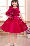 Elegant Rani Pink Floral And Butterfly Embellished Frock For Girls