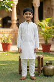 White Kurta with Embroidered Waist-coat For Boys