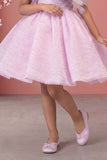 Lavender One-Shoulder Party Frock with 3D Floral Bow For Girls