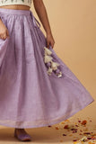 Ivory & Lilac Embroidered Lehenga Choli Set For Girls