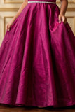 Girls Wine One-Shoulder Party Gown with Floral Applique