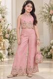 Designer Wear Dusty Pink Zari Embroidered Palazzo Set