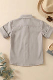 Boys Light Grey Solid Casual Shirt with Classic Collar