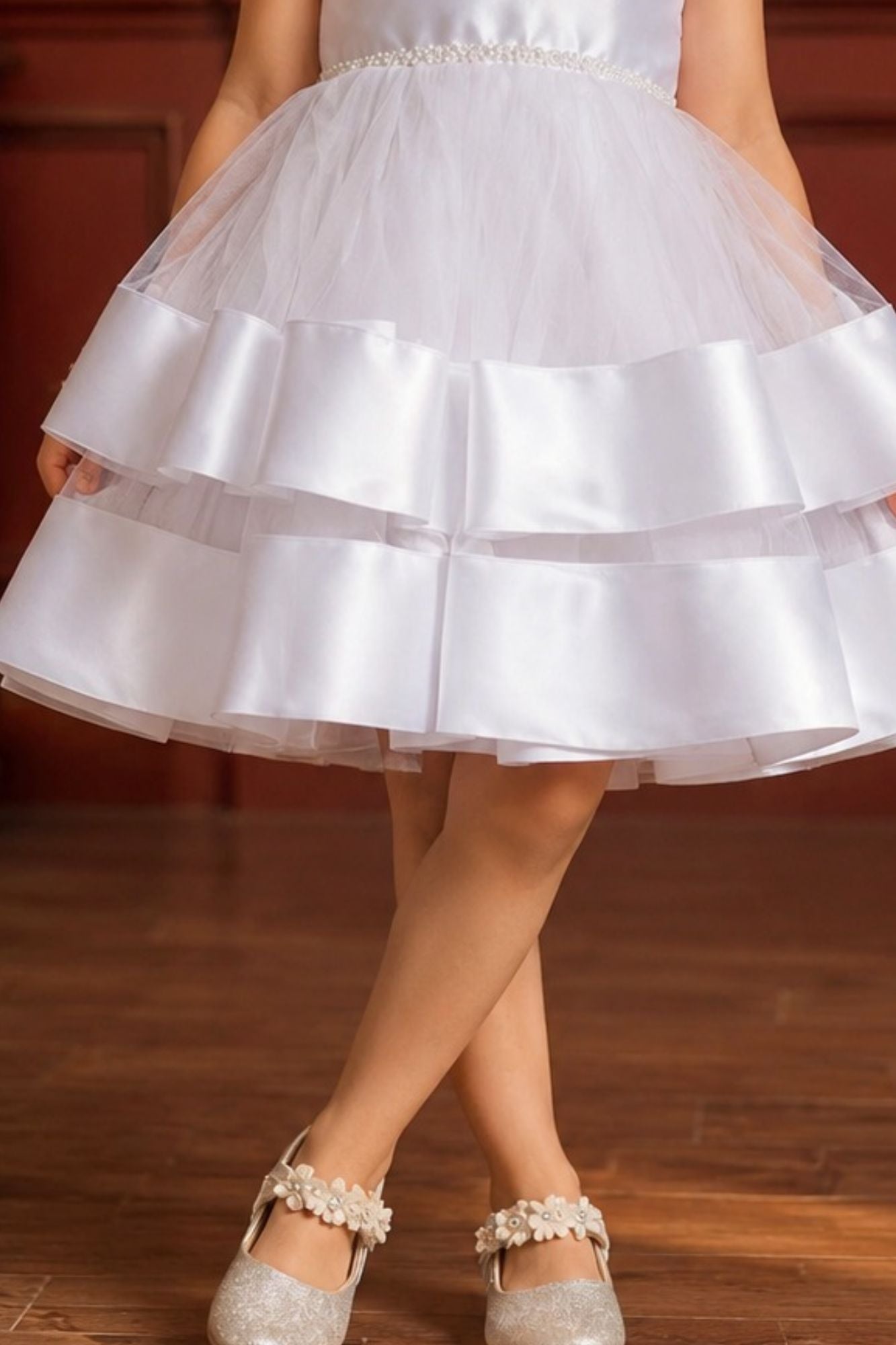 Girls White Party Wear Frock