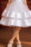Girls White Party Wear Frock