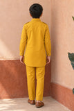 Mustard Yellow Pathani Set With Shirt Collar Design For Boys
