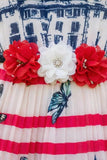 Pink And Blue Striped Gown For Girls