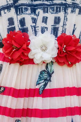 Pink And Blue Striped Gown For Girls