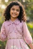 Mauve Floral Fit & Flare Party Dress with Jacket For Girls