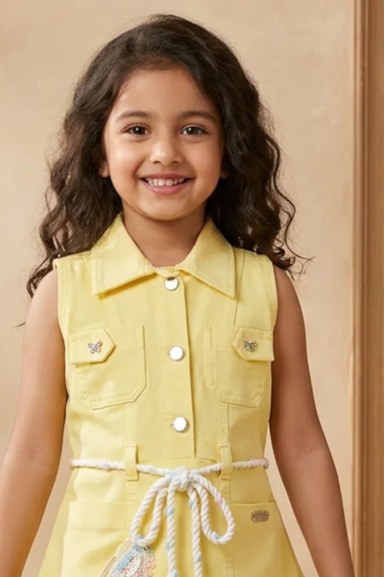 Yellow Sleeveless Style Casual Dress