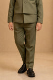 Olive Green Festive Kurta Pyjama Set with Jacket For Boys