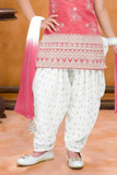 Red And White Printed With Embroidered Patiala Set For Girls