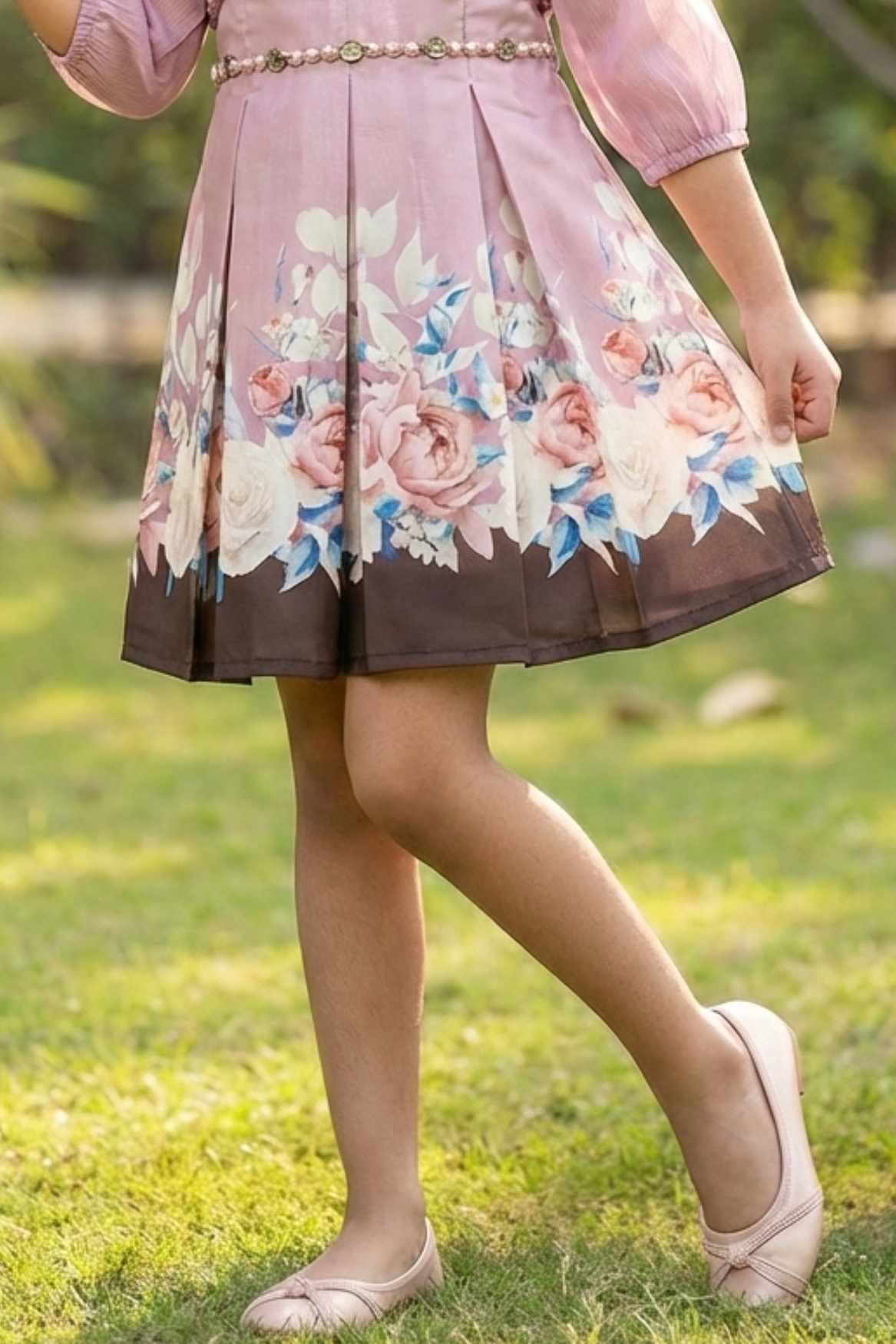 Mauve Floral Fit & Flare Party Dress with Jacket For Girls Lagorii Kids Mauve Floral Fit & Flare Party Dress with Jacket For Girls Lagorii Kids