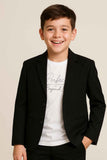 Black Embellished Blazer With T-shirt For Boys