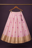 Wine & Blush Pink Pattu Pavadai with Puff Sleeves For Girls