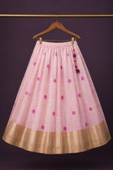 Wine & Blush Pink Pattu Pavadai with Puff Sleeves For Girls