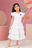 White Pleated Tiered Party Wear Frock