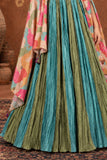 Multicolor Printed And Sequin Embroidery With Overcoat Gown For Girls