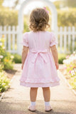 Girls Pink Floral Embroidered Fit And Flare Frock