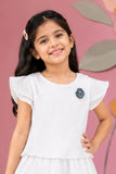 White Pleated Tiered Party Wear Frock