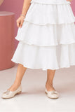 White Pleated Tiered Party Wear Frock