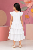 White Pleated Tiered Party Wear Frock