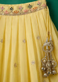 Girls Cream Embroidered Lehenga Choli Set with Dupatta