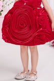 Red Rosette Party Wear Frock for Girls