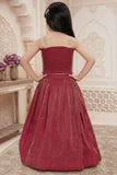 Pink Embroidered Lehenga Choli Set for Girls