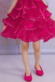 Radiant Ruffle Rani Pink Party Wear Frock For Girls