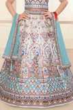 Ivory Multicolor Peacock Printed Lehenga Choli Set For Girls