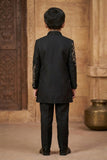Black Embroidered Indo Western Sherwani Set