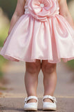 Peach Floral Embellished And Pearl Work Frock For Girls