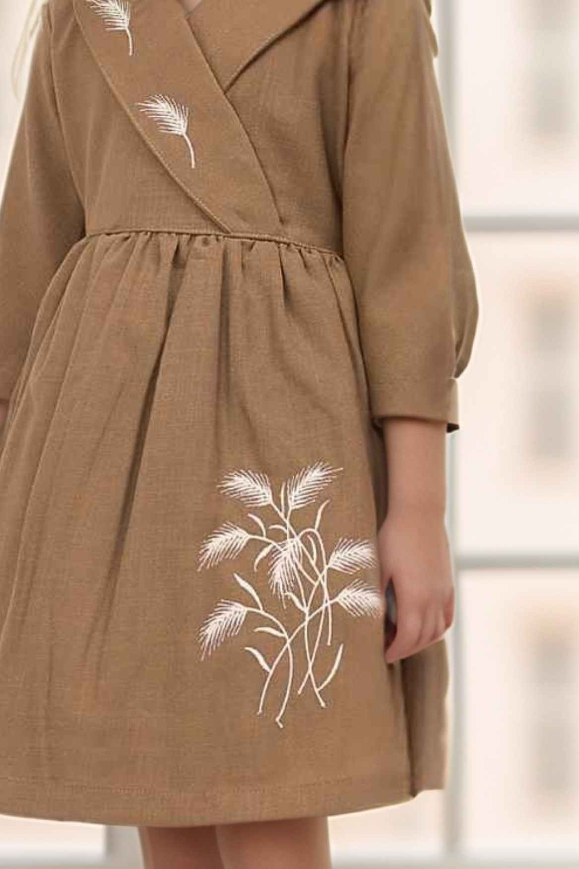 Brown Printed Cotton Casual Dress For Girls