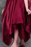 Wine Party Wear High-Low Frock with Bow Detail For Girls