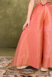 Peach Sequins Work With Thread Embroidery Palazzo Set For Girls