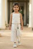 Girls Floral Print Waistcoat Co-Ord Set with Top And Wide-Leg Culotte Pants