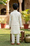 White Kurta with Embroidered Waist-coat For Boys
