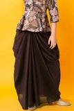 Wine Printed Top With Dhoti Bottom Set For Girls