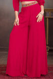 Designer Red Palazzo Set With Multicolor Thread Embroidery for Girls