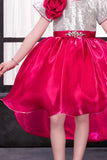 Rani Pink Party Frock with Silver Sequin Bodice For Girls