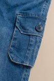 Classic Blue Denim Cargo Jeans with Drawstring Waist