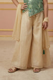 Green Embroidered Top with Ivory Palazzo Set And Dupatta For Girls