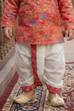 Pink Flora Ethnic Printed Kurta Dhoti Set for Boys