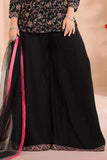 Black Palazzo Set with Multicolor Floral Embroidered Top And Dupatta for Girls