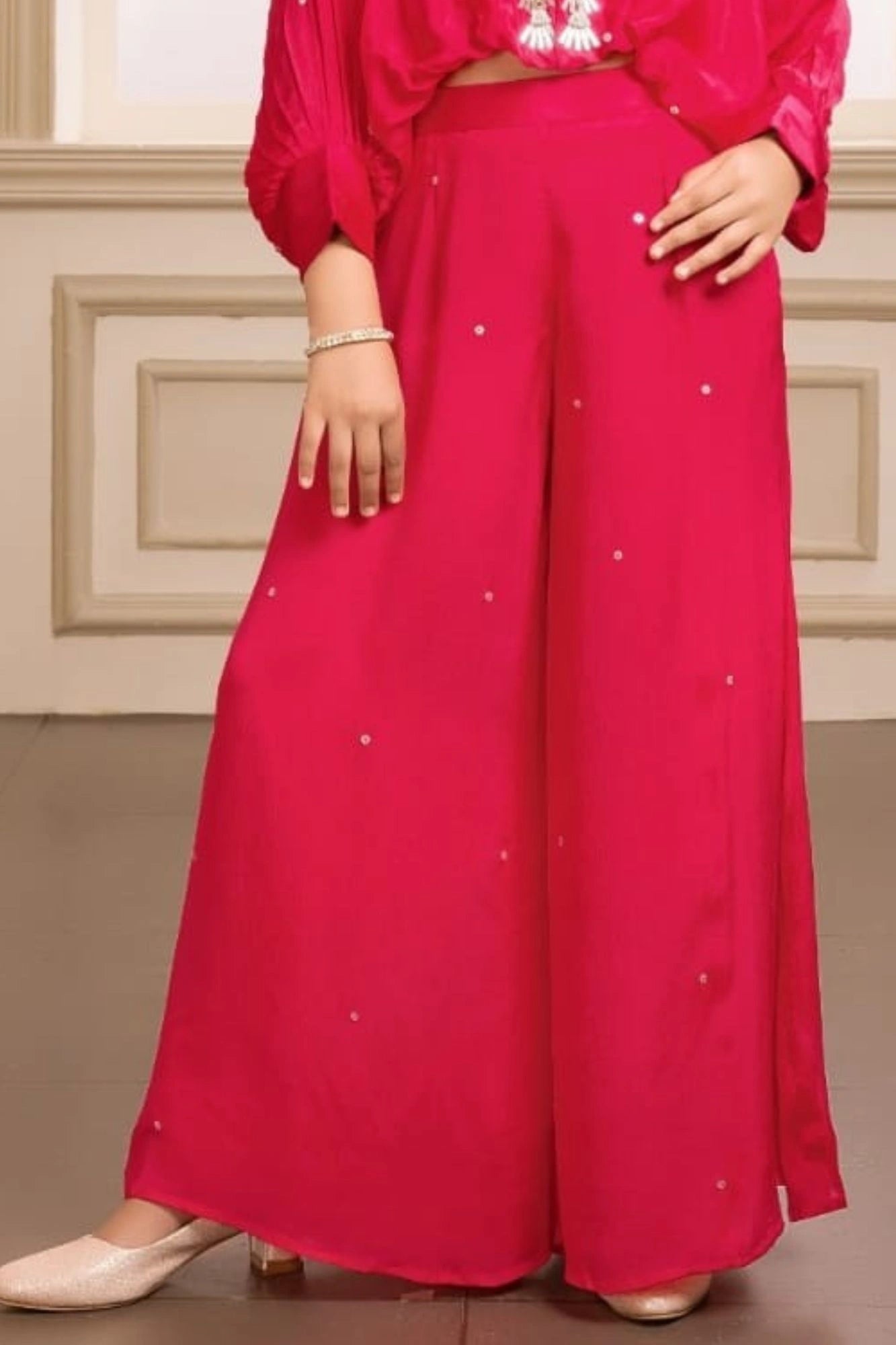 Rani Pink Embellished Palazzo Set for Girls