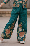 Rama Green Embroidered Ethnic Co-Ord Set With Jacket And  For Girls
