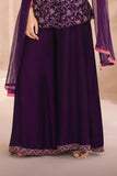 Wine Palazzo Set with Multicolor Floral Embroidered Top And Dupatta for Girls